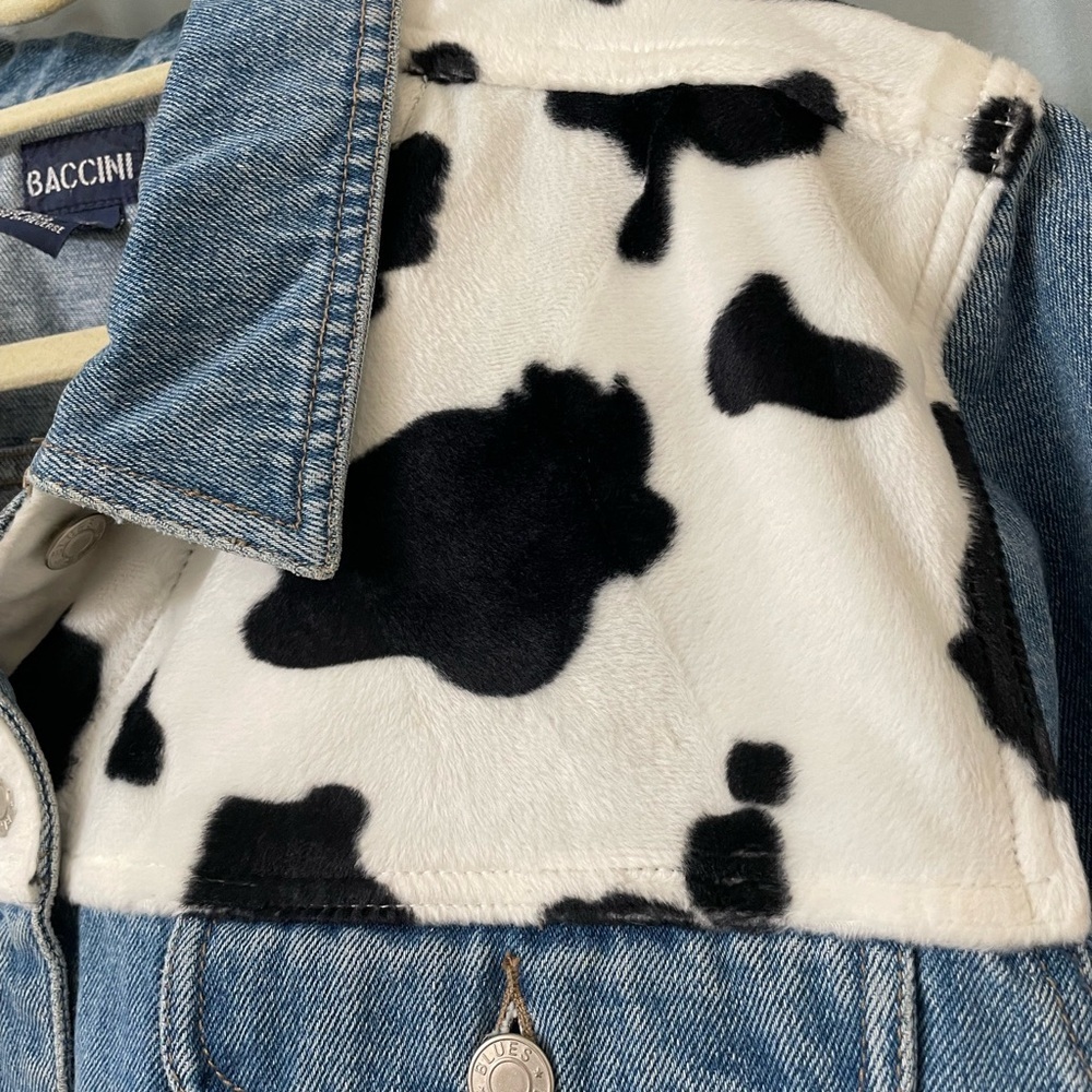 Baccini Cow Print Denim Jean Jacket with Button Closure Size 22 Vintage - Picture 7 of 9